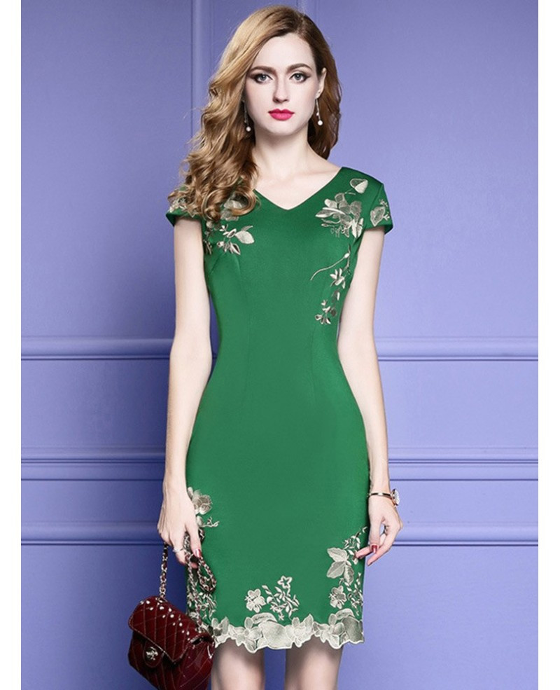 Cocktail Dress For Wedding
 Green Bodycon Cocktail Dress For Wedding Guest With Cap