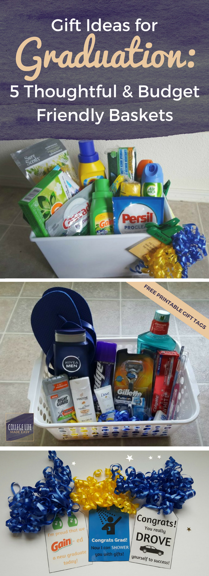 College Graduation Gift Ideas
 5 DIY Going Away to College Gift Basket Ideas for Boys