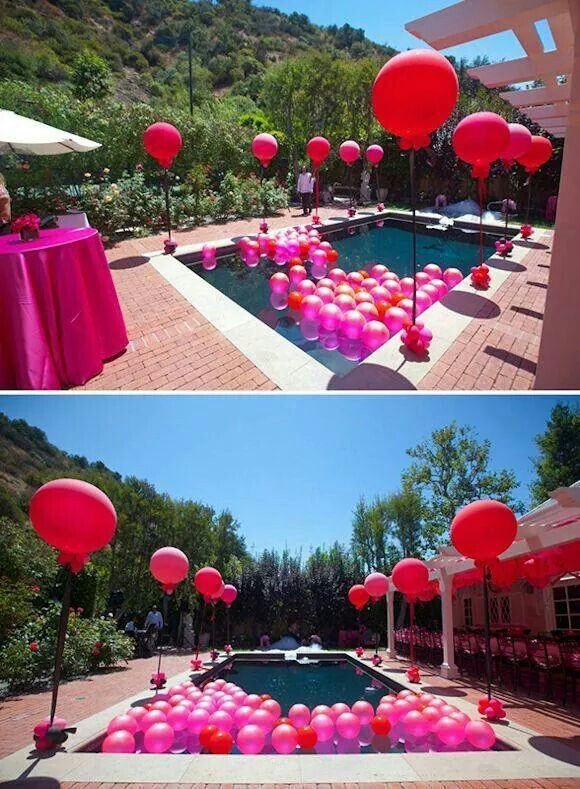 College Pool Party Ideas
 Ballons in pool Inspiring Ideas