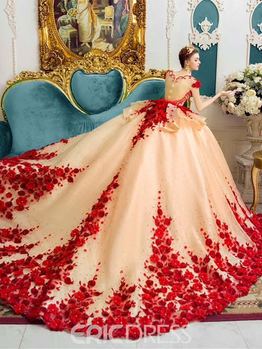 Colored Wedding Dresses
 Ericdress Amazing Scoop Ball Gown Color Wedding Dress