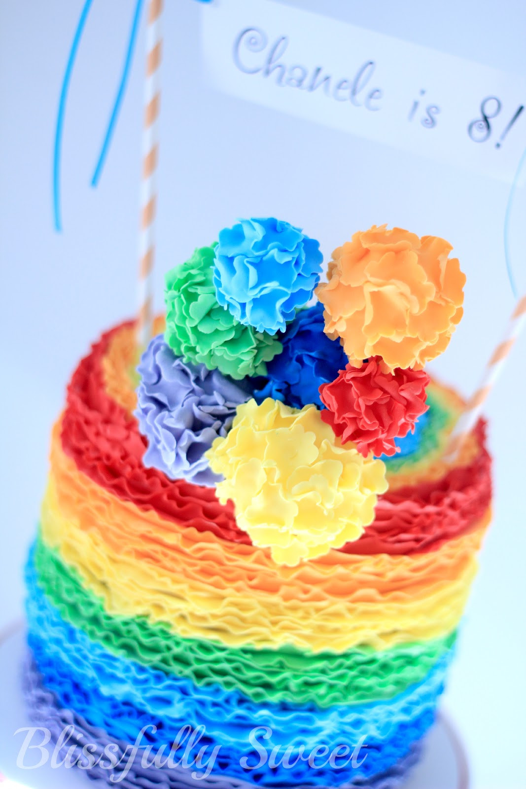 Colorful Birthday Cakes
 Blissfully Sweet A Rainbow Rufflicious Birthday Cake