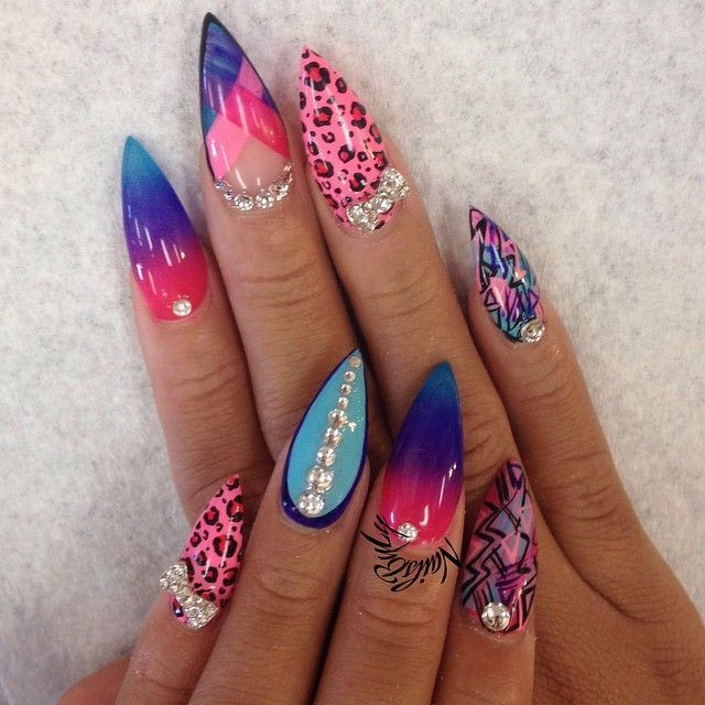 Colorful Nail Ideas
 Bright and Colotful stiletto nails fashion colorful