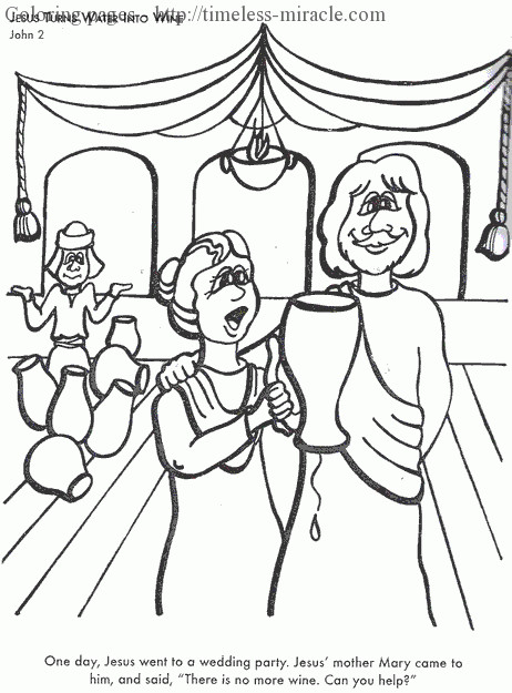 Coloring By Itself For Children
 Jesus turns water into wine coloring pages