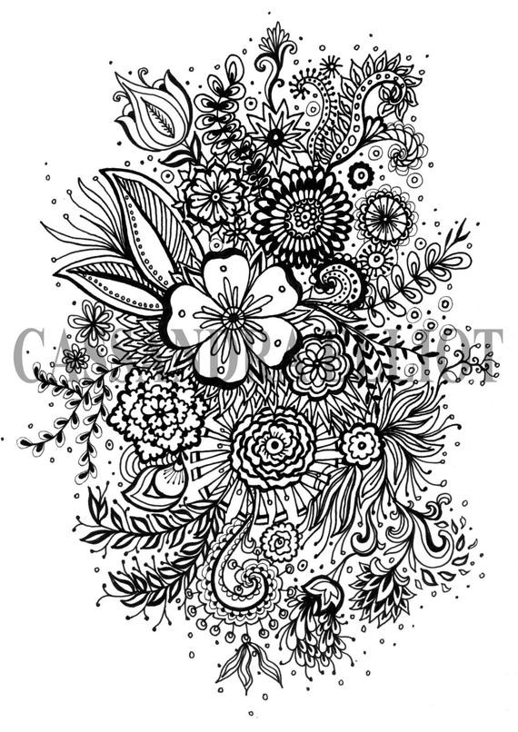 Coloring Pages For Adults Flowers
 Printable Adult Colouring Page Digital Download Print Flower