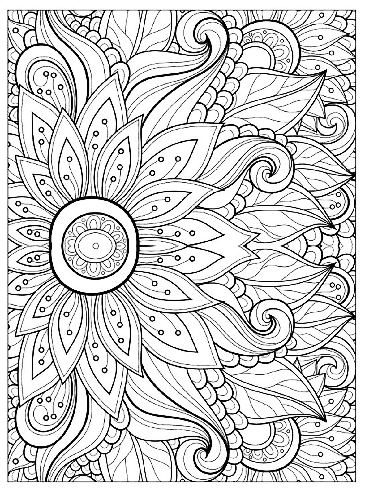 Coloring Pages For Adults Flowers
 Flower with many petals Flowers Adult Coloring Pages