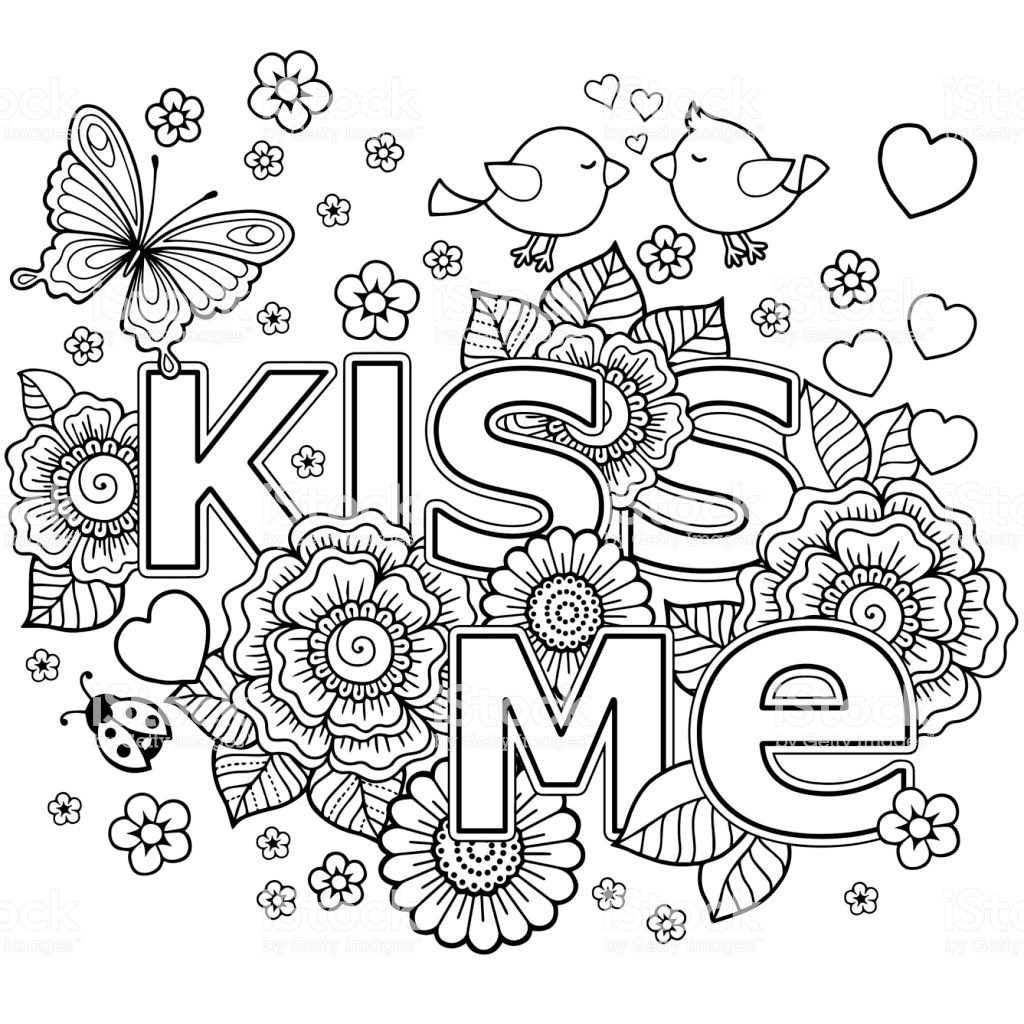 Coloring Pages For Adults Love
 Kiss Me Vector Abstract Coloring Book For Adult Design For