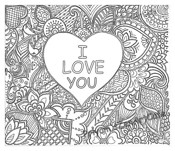 Coloring Pages For Adults Love
 easy coloring page romantic t I love you art love