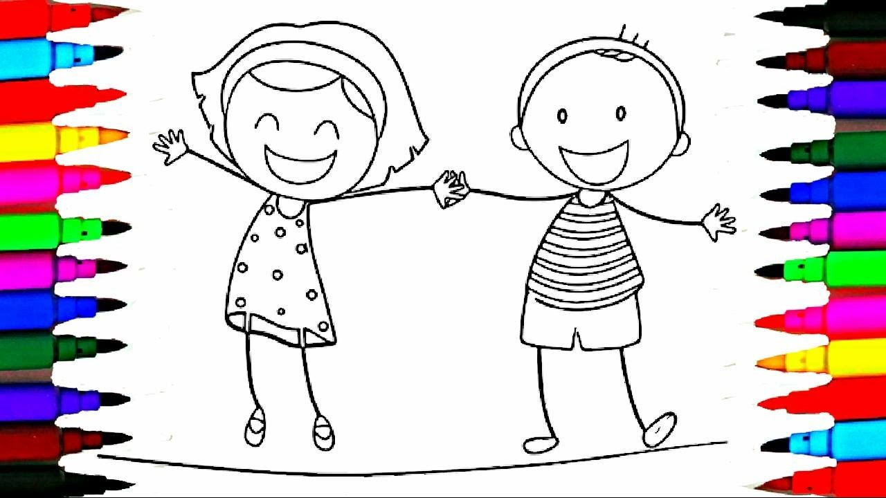 Coloring Pages For Boys And Girls
 School Girl and Boy Coloring Pages l Happy Kids Drawing
