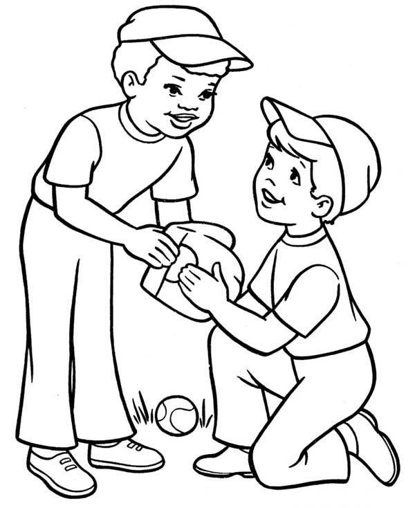 Coloring Pages For Boys
 Two Boys Playing Baseball Coloring Page Download & Print