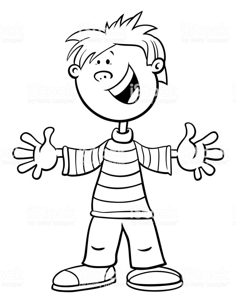 Coloring Pages For Kids Boys
 Funny Kid Boy Character Cartoon Color Page Stock Vector