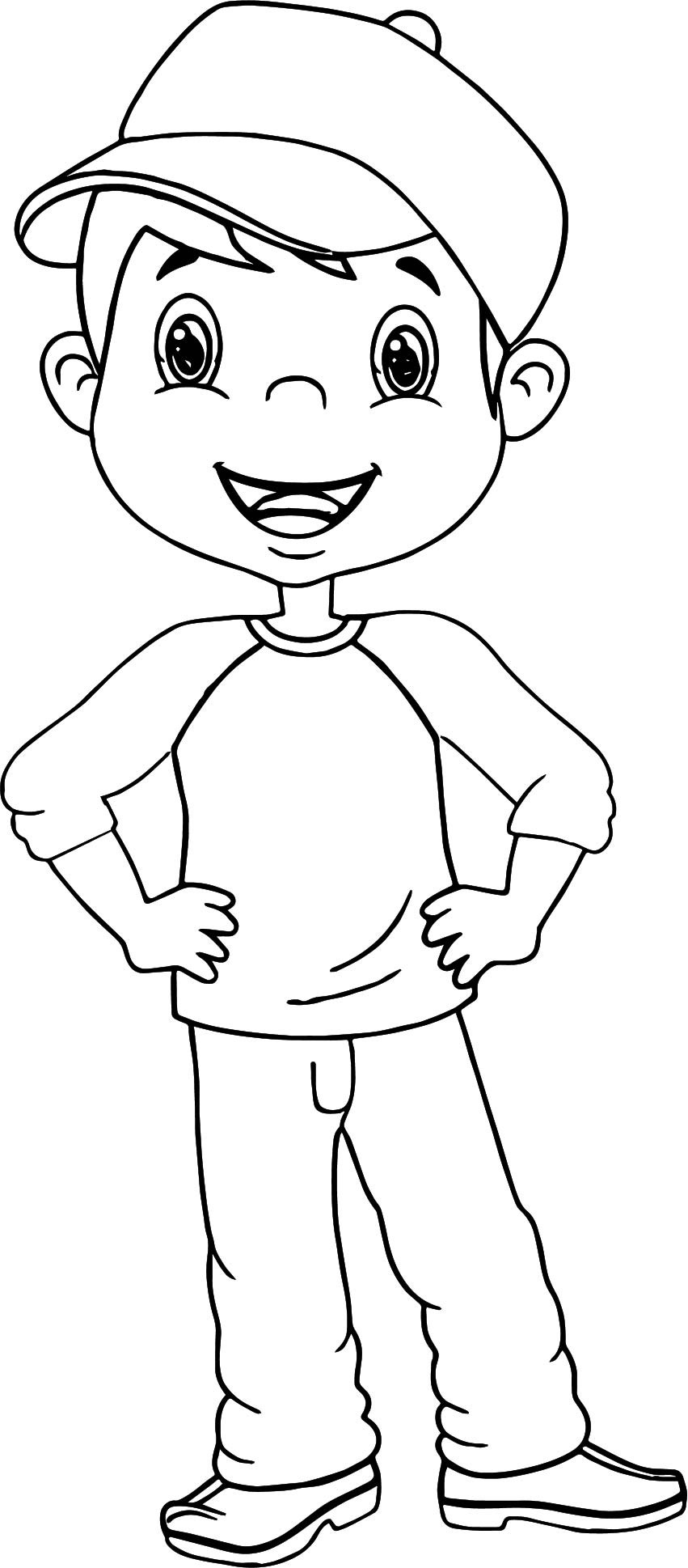 Coloring Pages For Kindergarten Boys
 Cartoon Boy With Hat Coloring Page