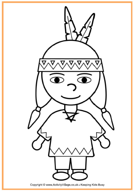 Coloring Pages For Kindergarten Boys
 Native American Boy Coloring Page Thanksgiving Coloring
