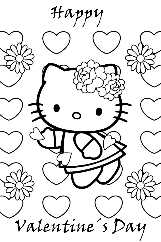 Coloring Pages For Valentines Day Printable
 Hello Kitty Valentines Coloring Pages