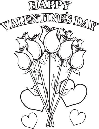 Coloring Pages For Valentines Day Printable
 Happy Valentine s Day Flowers Coloring Page