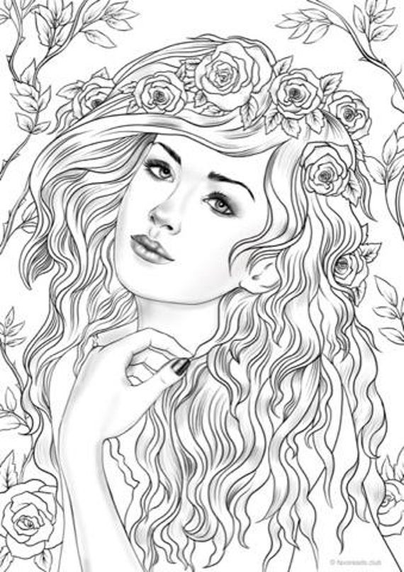 Coloring Pages Girls Hard
 Nymph Printable Adult Coloring Page from Favoreads