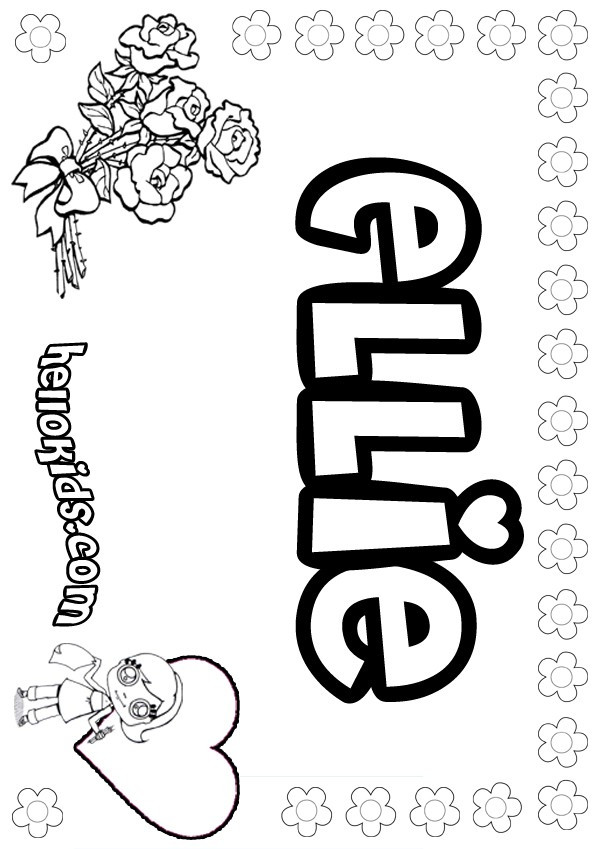 Coloring Pages Girls Names
 girls name coloring pages Ellie girly name to color