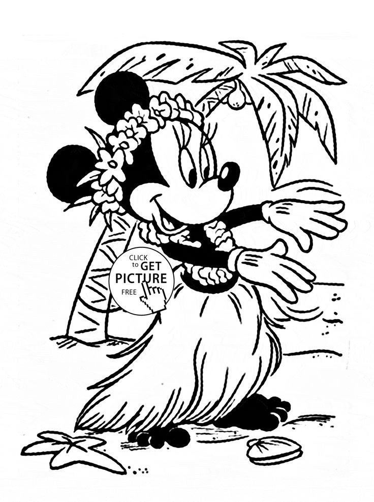 Coloring Pages To Print For Girls
 Minnie in Hawaii coloring page for kids disney for girls