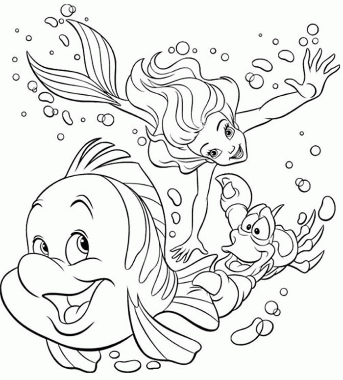 Coloring Sheets For Little Kids
 Litle Mermaid Flounder Fish Animal Coloring