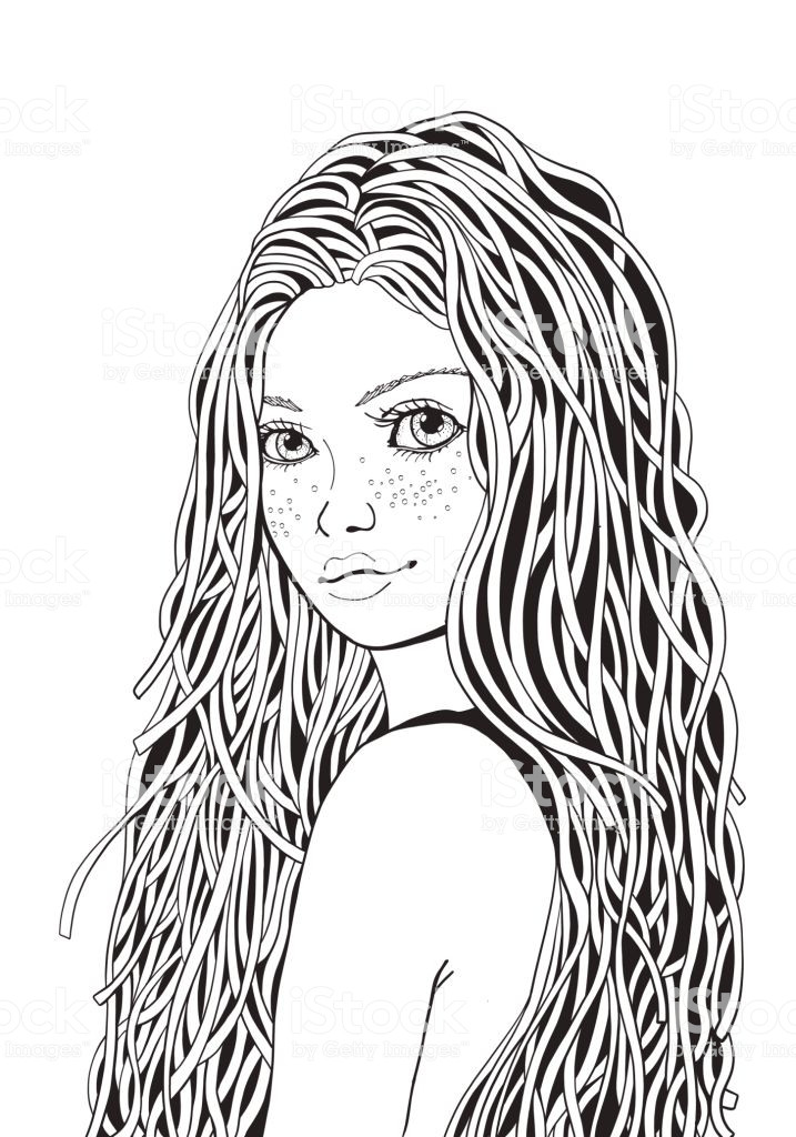 Coloring Sheets For Teenage Girls
 Cute Girl Coloring Book Page For Adult Black And White