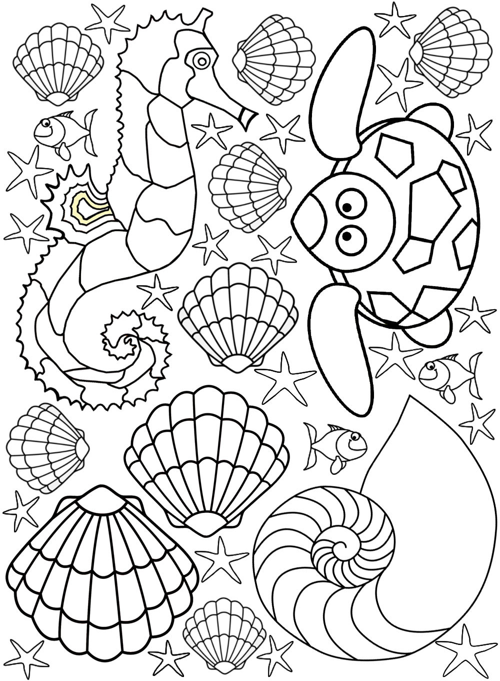 Coloring Sheets Free Printable
 Seaside Creatures Colouring Page