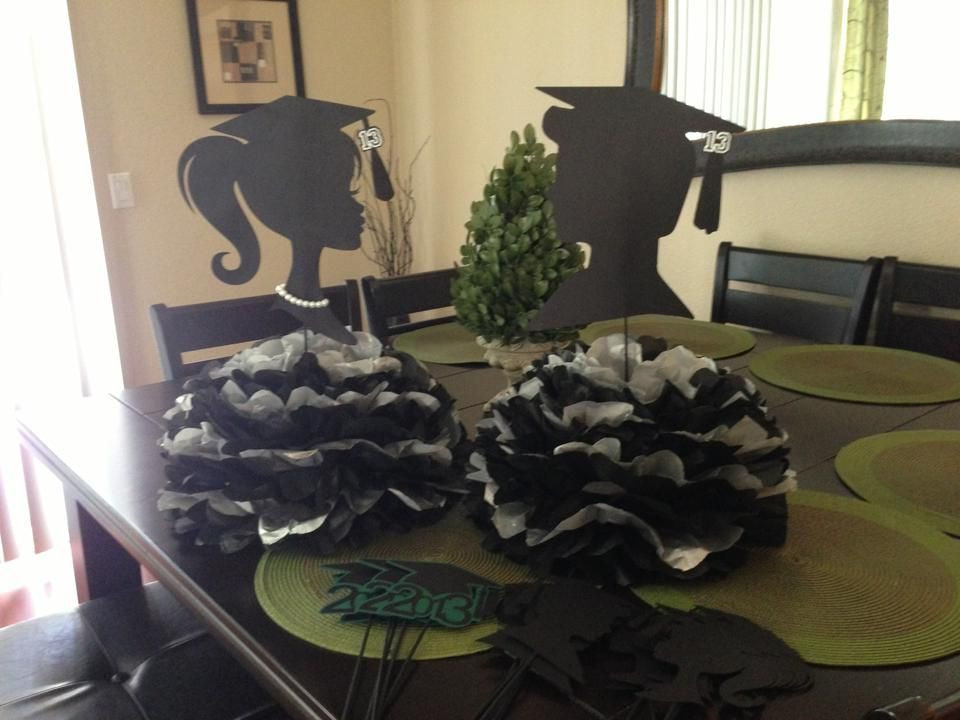 Combined Graduation Party Ideas
 Made with silhouette Graduation centerpieces