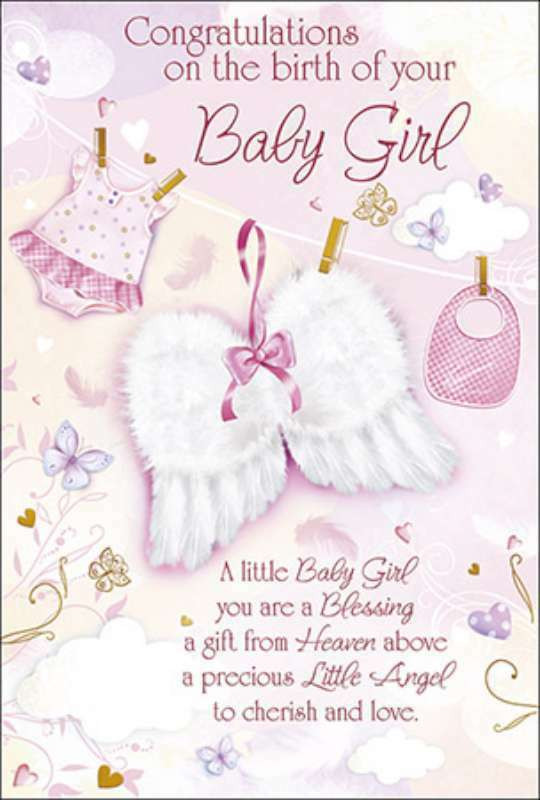 Congrats On New Baby Girl Quotes
 Baby Girl Birth Congratulations Card Angel wings God