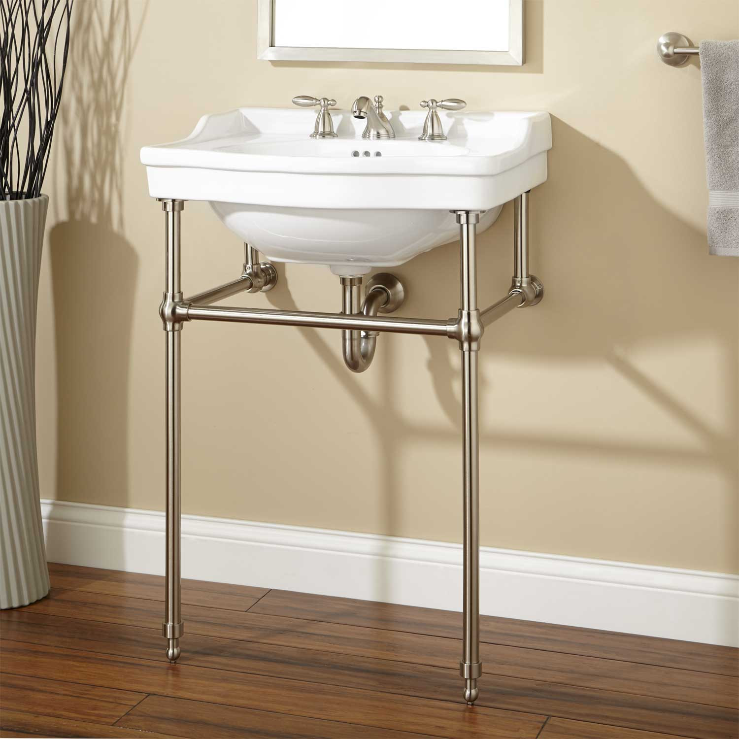 Console Sink Bathroom
 Cierra Console Sink with Brass Stand Bathroom