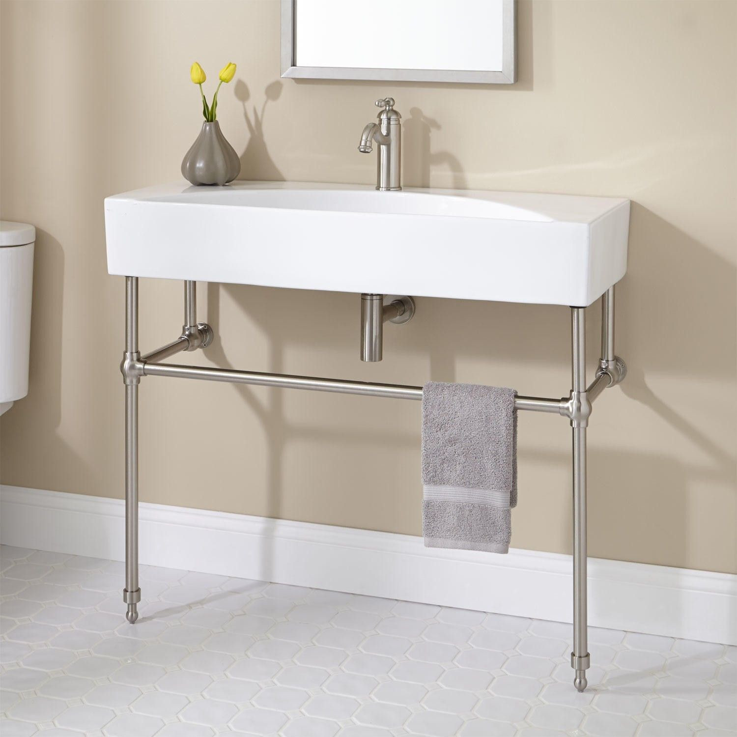 Console Sink Bathroom
 Zita Console Sink with Brass Stand Console Sinks