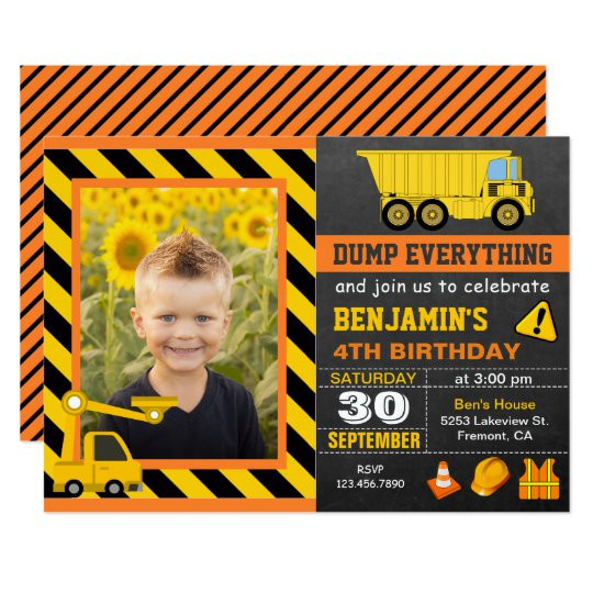 Construction Birthday Invitation
 Truck Construction Birthday Party Invitation