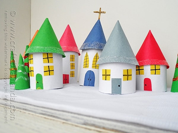 Construction Paper Craft Ideas For Adults
 Cardboard Tube Christmas Village Crafts by Amanda