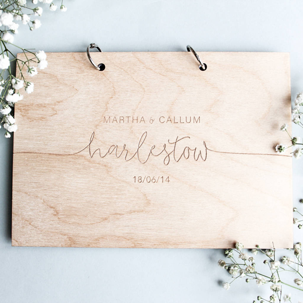 Contemporary Wedding Guest Book
 personalised modern wedding guest book by fira studio