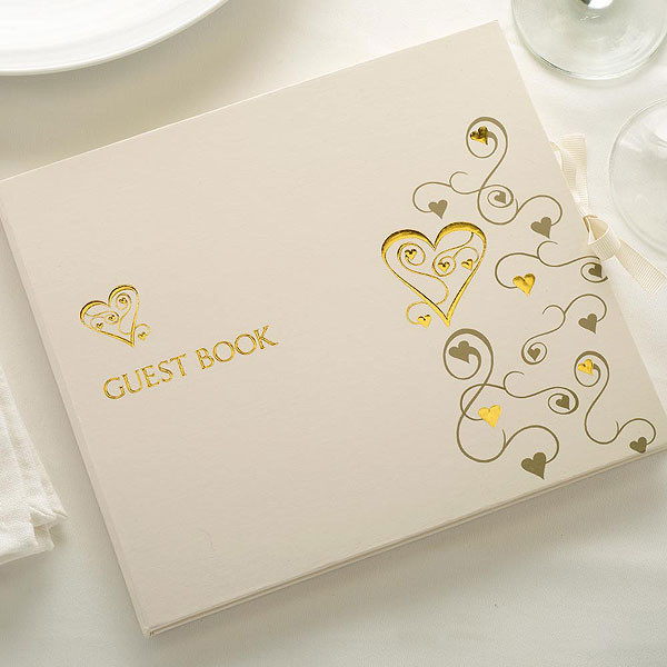 Contemporary Wedding Guest Book
 Contemporary Hearts Wedding Guest Book Confetti