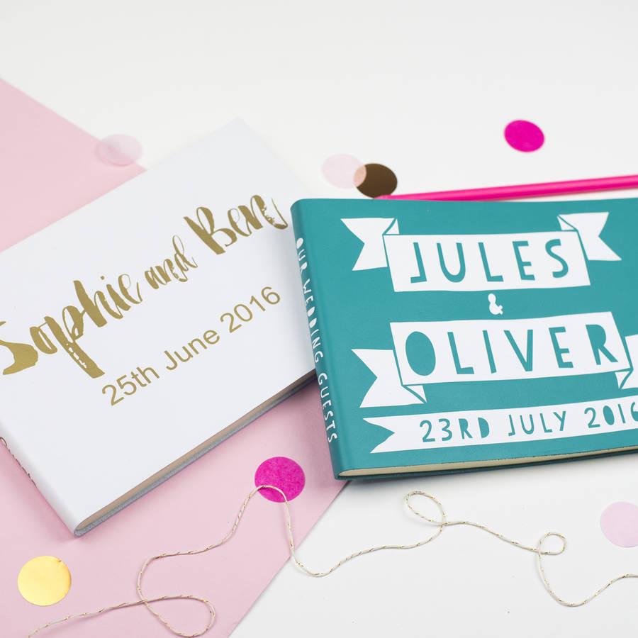 Contemporary Wedding Guest Book
 personalised contemporary wedding guest book by livi