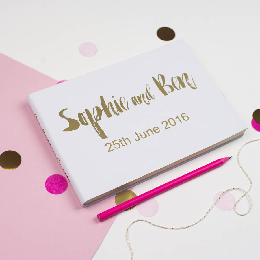 Contemporary Wedding Guest Book
 personalised contemporary wedding guest book by livi