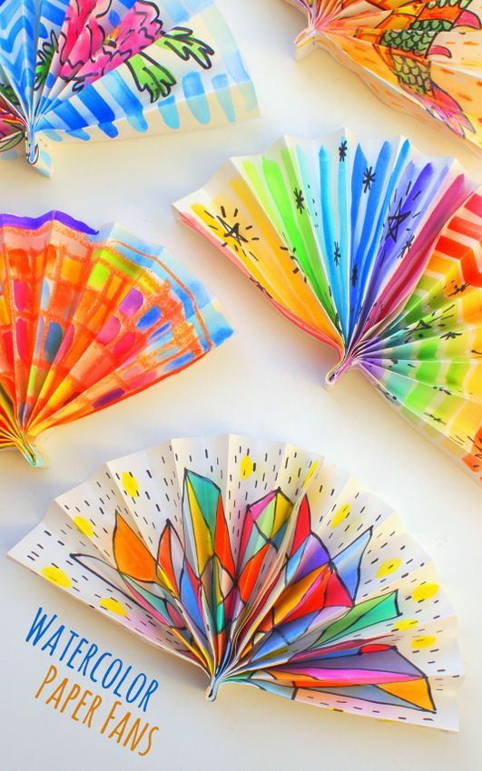 Cool Art Projects For Kids
 Watercolor Painted Paper Fans