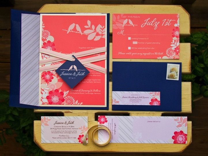 Coral Color Wedding Invitations
 Gorgeous navy and coral wedding invitations