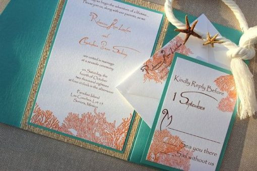 Coral Color Wedding Invitations
 Beautiful Tiffany Blue Wedding Invitations