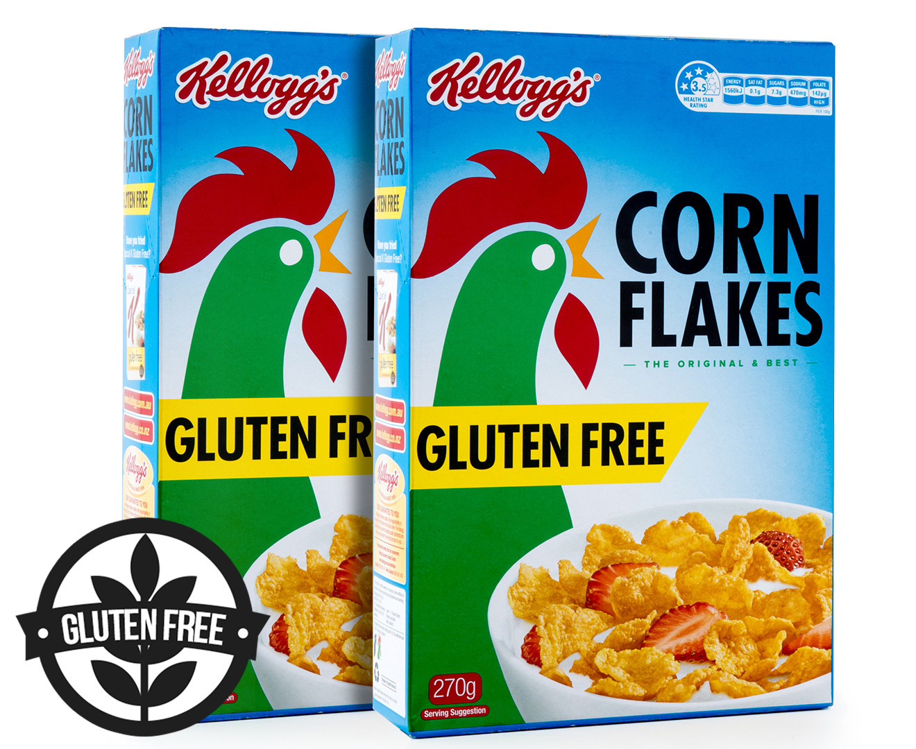 Corn Flakes Gluten Free
 2 x Kellogg s Corn Flakes Gluten Free 270g
