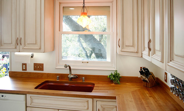Countertop For Kitchen
 Cherry Wood Countertop with Sink by Grothouse