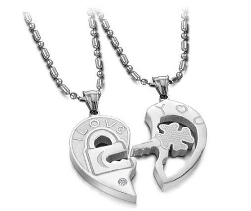 Couple Heart Necklace
 Men Women Couple Necklace I Love You Lock and Key Heart