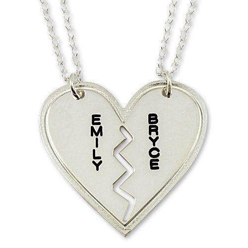 Couple Heart Necklace
 Sterling Silver Name Necklace Couple s Breakable Heart