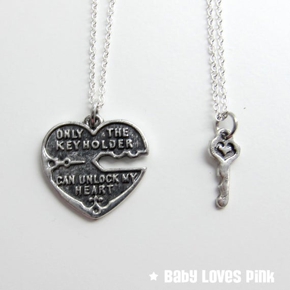 Couple Heart Necklace
 Unlock My Heart Silver Couple s Necklace Heart and Key