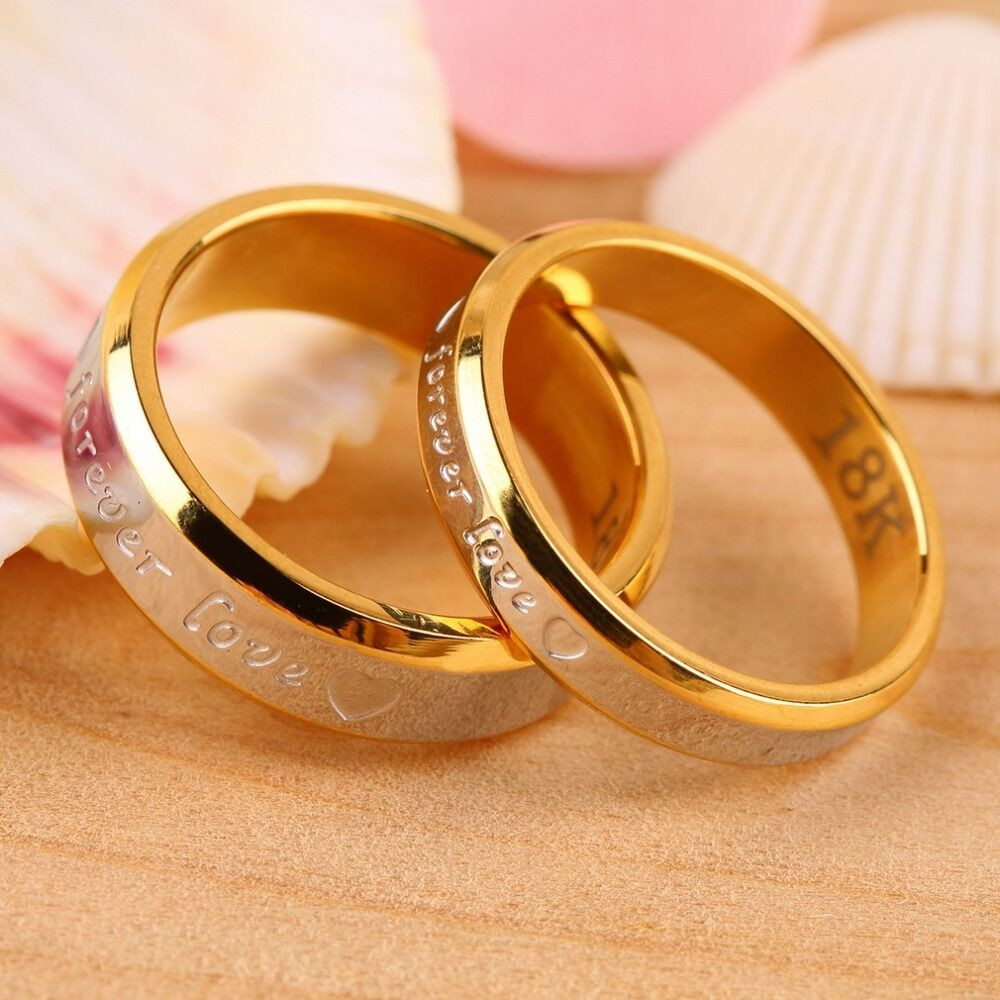 Couple Wedding Bands
 USA 2Pcs 18K Rose Gold Forever Love Couple Engagement