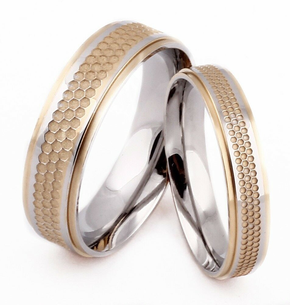 Couple Wedding Bands
 Couples Promise Ring Gold Silver 316L Stainless Steel