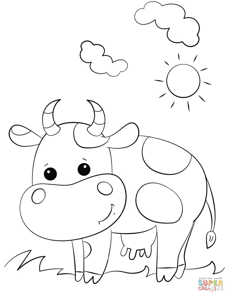 Cow Coloring Pages Free Printable
 Cute Cartoon Cow coloring page