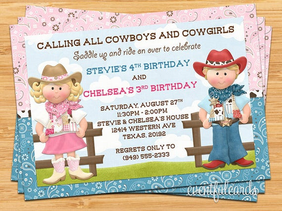 Cowboy Kids Party
 Cowboy and Cowgirl Joint Sibling Kids Birthday Party