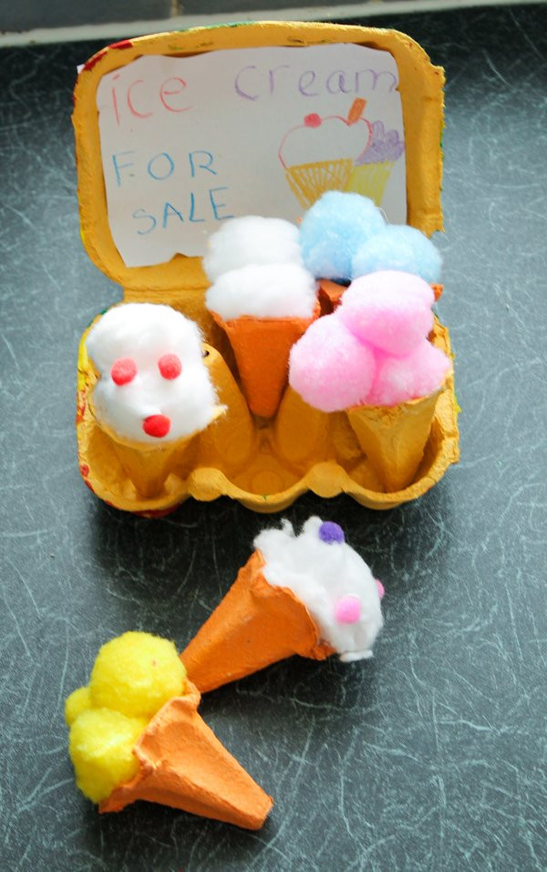 Craft Activities For Toddlers
 Egg Carton Ice Cream Cones In The Playroom