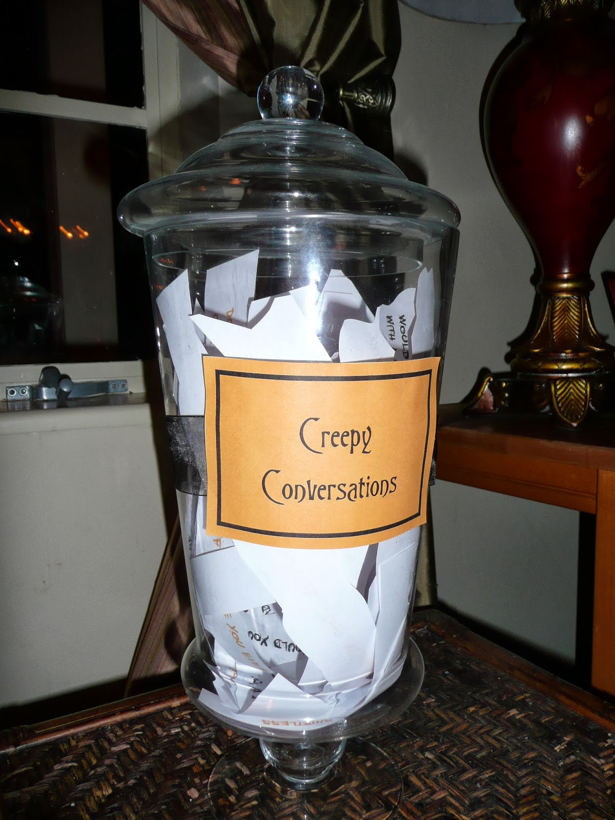Creepy Halloween Party Ideas
 A Silly Whim "Creepy Conversations" Halloween Game