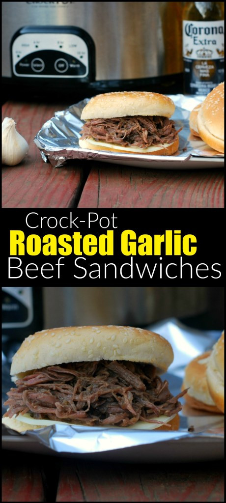 Crockpot Roast Beef Sandwiches Recipe
 Crock Pot Roasted Garlic Beef Sandwiches Aunt Bee s Recipes
