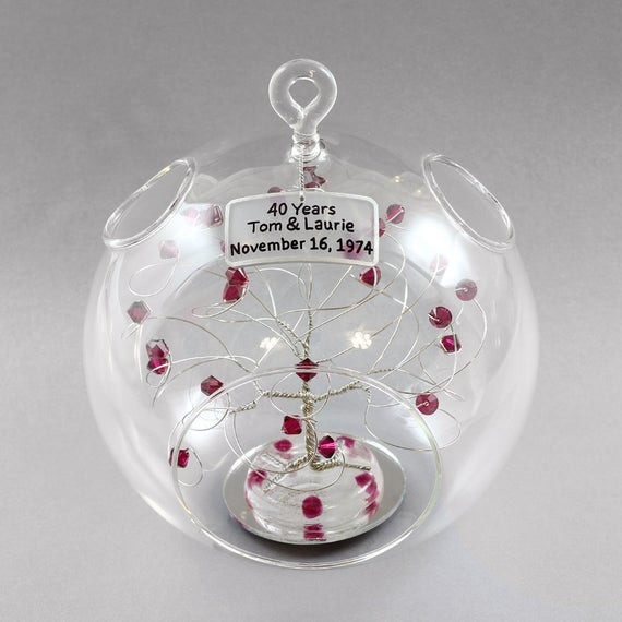Crystal Anniversary Gift Ideas
 40th Anniversary Gift Personalized Ornament Ruby by byapryl